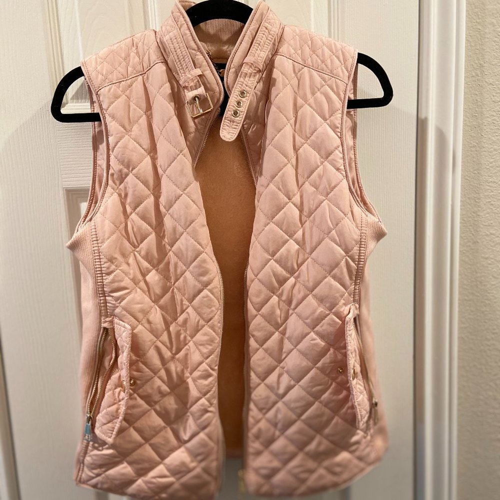 Quilted and faux fur lined blush pink vest